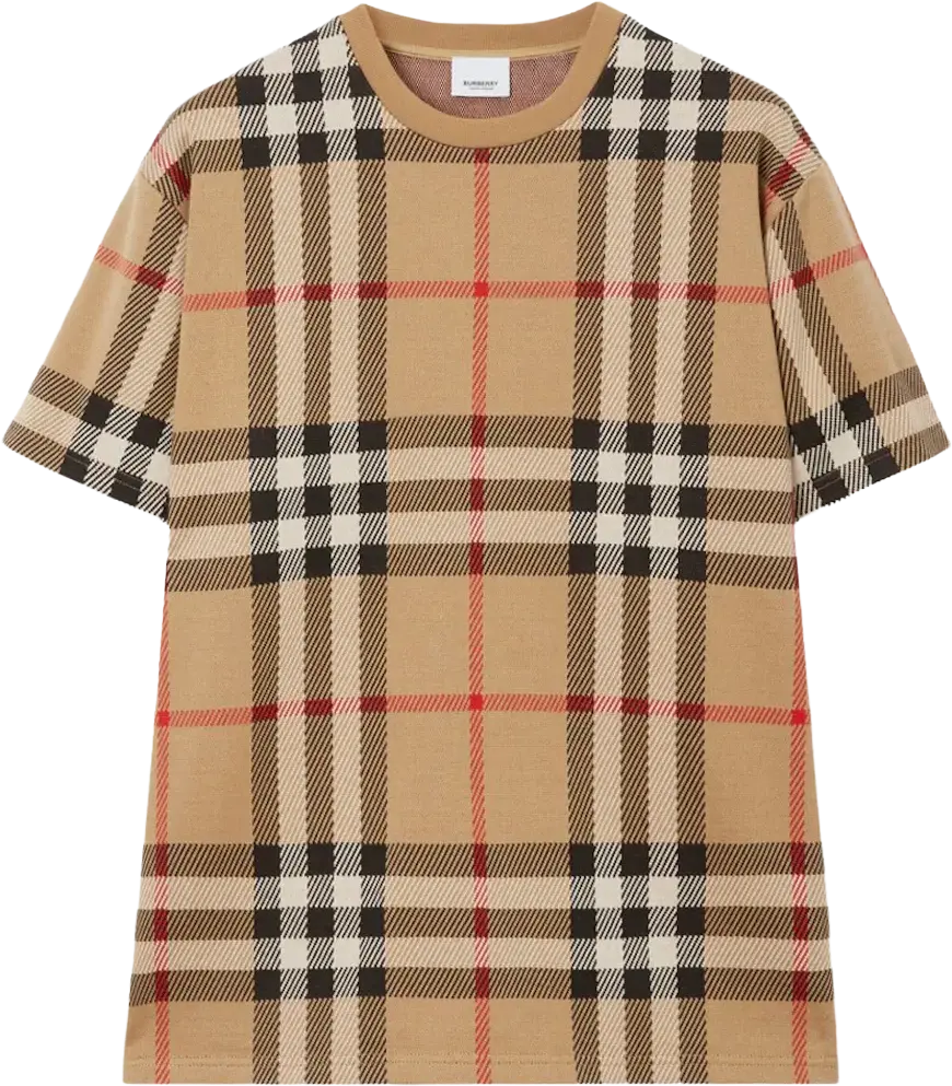 Burberry Check Cotton Jacquard T-shirt Archive Beige (US M)